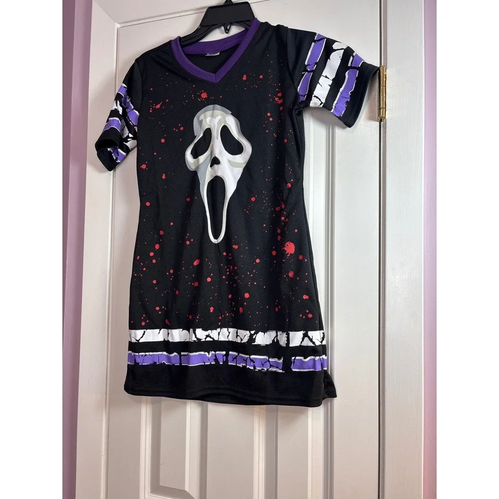 Spirit Halloween Ghost Face Dress Costume Kids Large 10-12 Scream Jersey & Knife